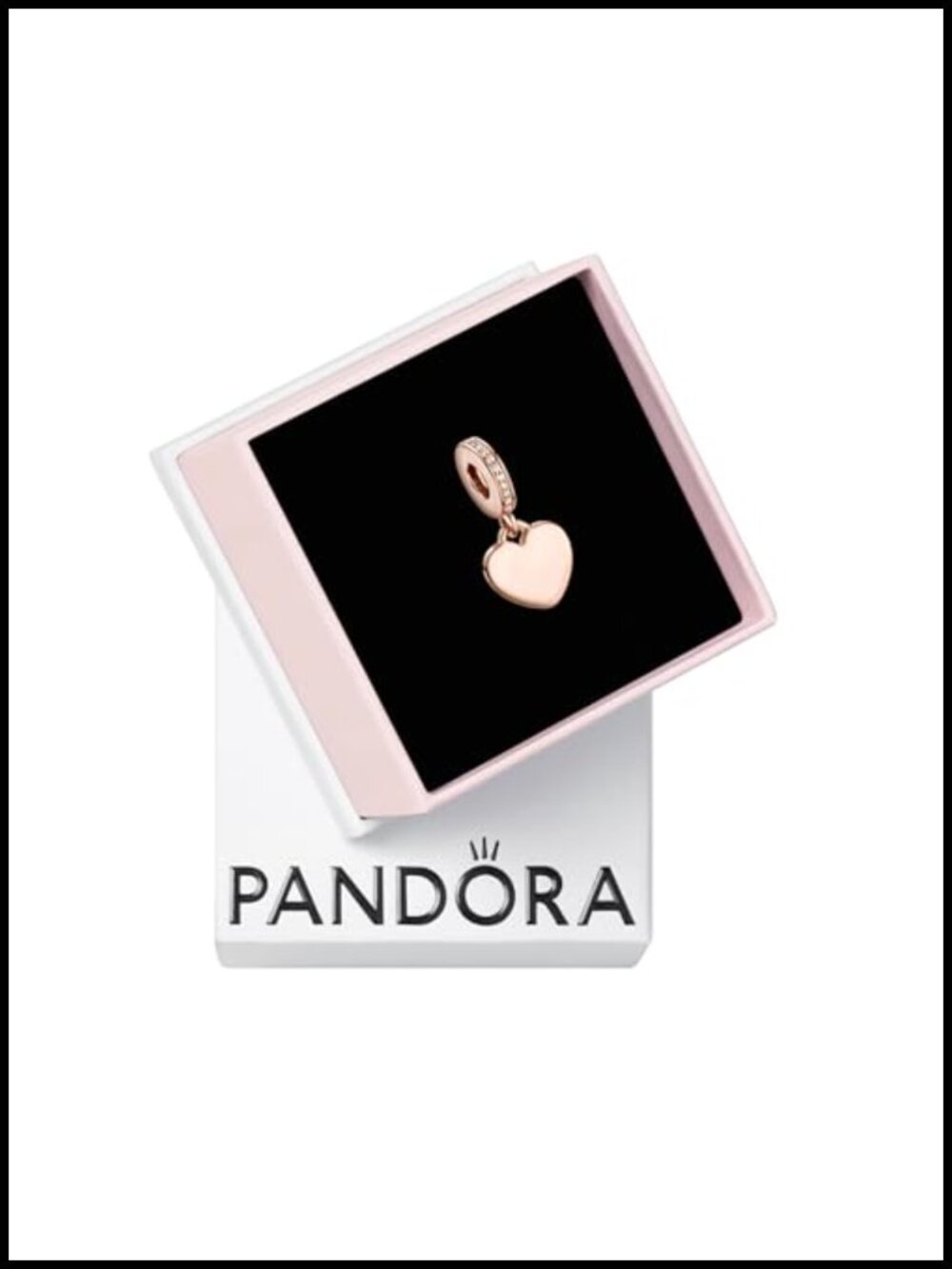 Engravable Heart Dangle Charm - 14K Rose Gold-Plated